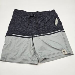 George Mens Board Shorts UPF 50 Stretch Swim Trunks Size M 32-34 Gray Black